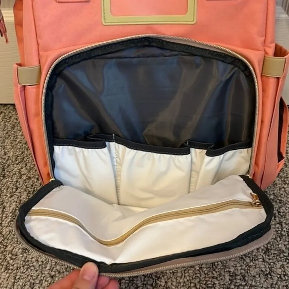 HOTBEST Coral Pink Diaper Bag Backpack NWOT